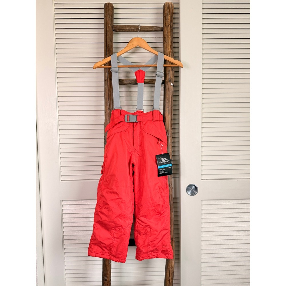 Trespass Snow‎ Pants 3/4 Fire Red Kids Marvelous TP50 Waterproof Ski Bibs